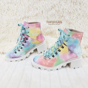 VERY RARE Pastel Tie Dye Combat Ankle Boots.BRAND NEW!